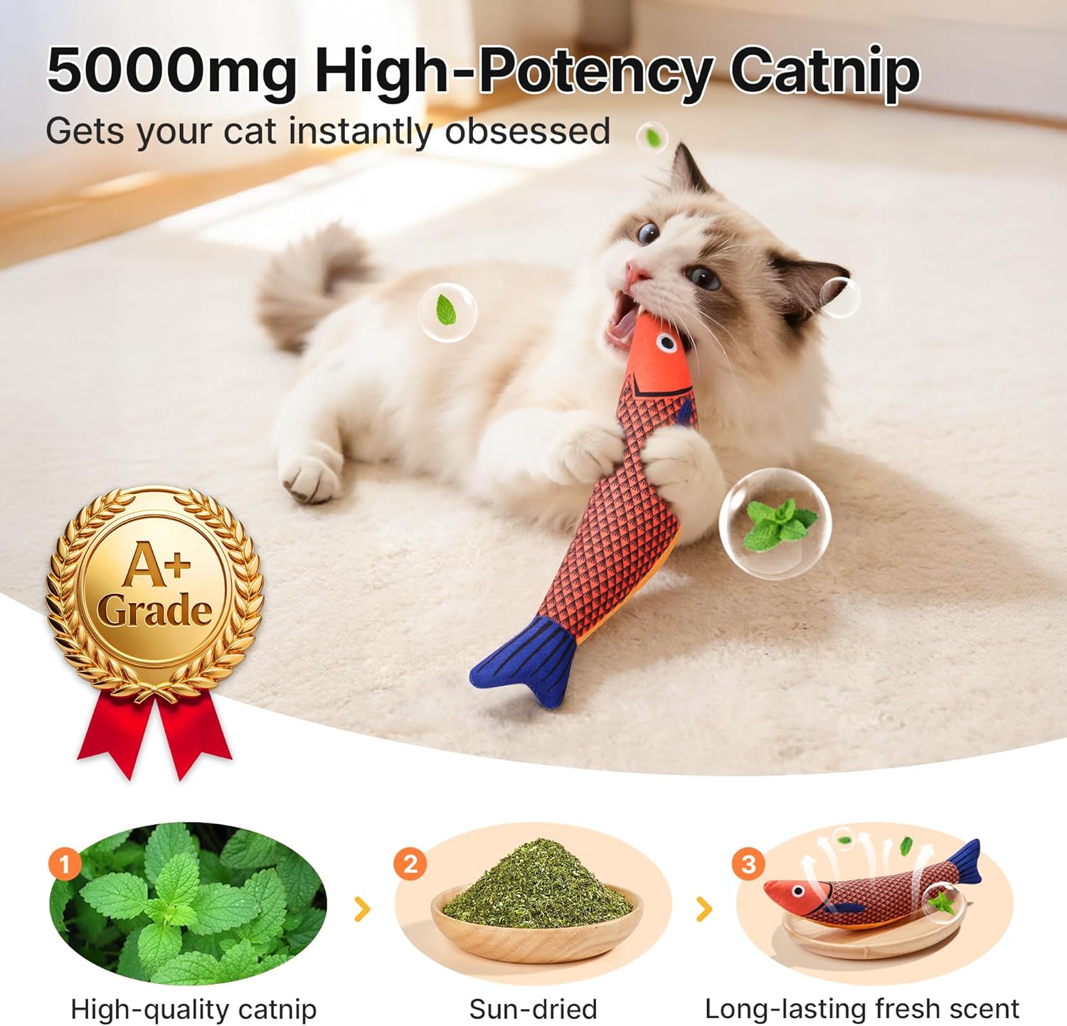 Saury Fish Cat Toys 3 Pack, Ca - Catnip Toys review and price