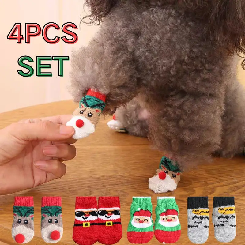 4pcs Christmas Winter Pet Dog  - Dog Booties Paw Protector review and price