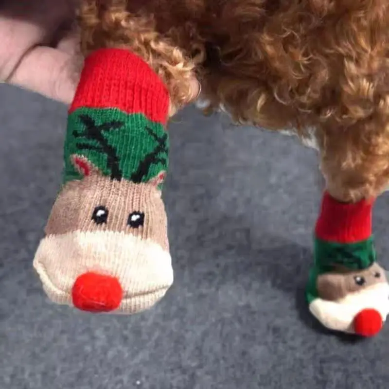 4pcs Christmas Winter Pet Dog  - Dog Booties Paw Protector review and price
