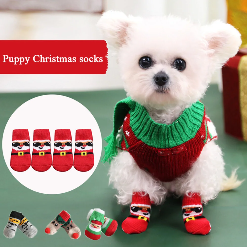 4pcs Christmas Winter Pet Dog  - Dog Booties Paw Protector review and price