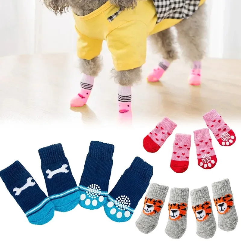 4Pcs Winter Pet Dog Socks Anti - Dog Booties Paw Protector review and price