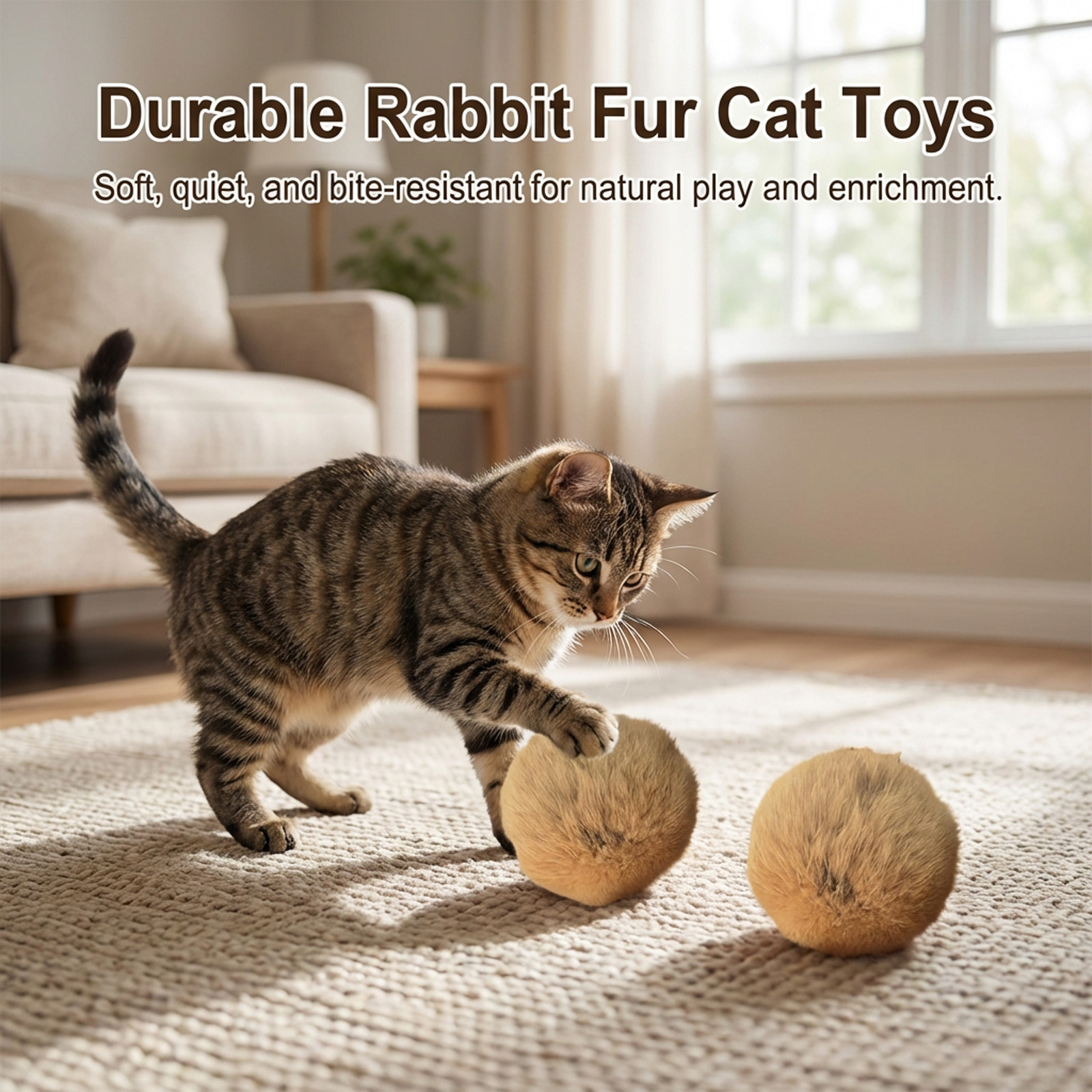 1/2/3/6pcs Rabbit Fur Ball Int - Catnip Toys review and price