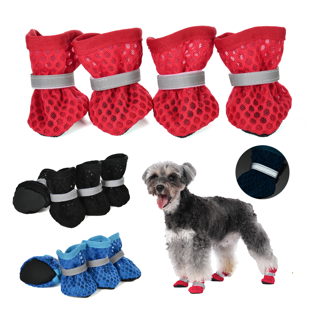 4pcs/set Summer Breathable Dog - Dog Booties Paw Protector review and price